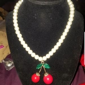 Cherry and pearl necklace